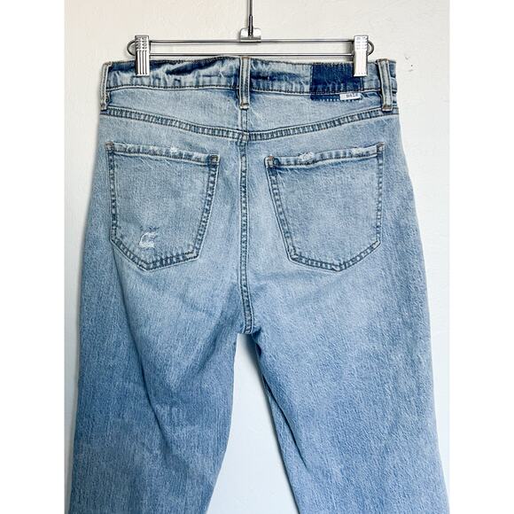 Daze Denim Jeans Sz 27 Straight Tough Love Stretch High Rise Distressed Hem - Picture 4 of 10
